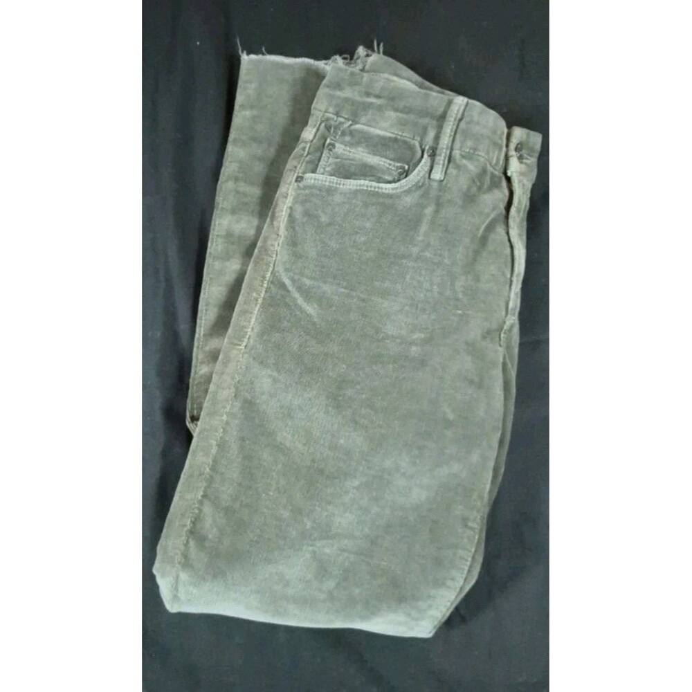 Mother Looker Ankle Fray Hopscotch Corduroy Jeans Womens 29 Slim Military Green